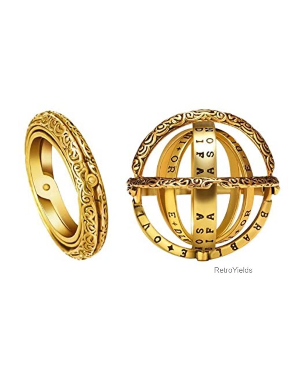 Astronomical Armillary Sphere Ring Foldable Cosmic Copper Unisex